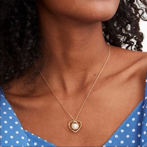 NWT ♠️ Kate Spade Pearl Heart Pendant Necklace - Picture 3 of 5